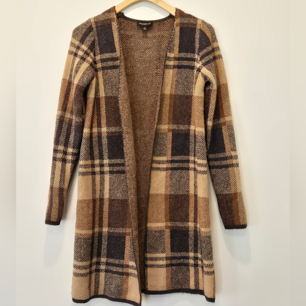 NWOT 🔥 Fortune + Ivy Plaid Open Sweater Size Medium